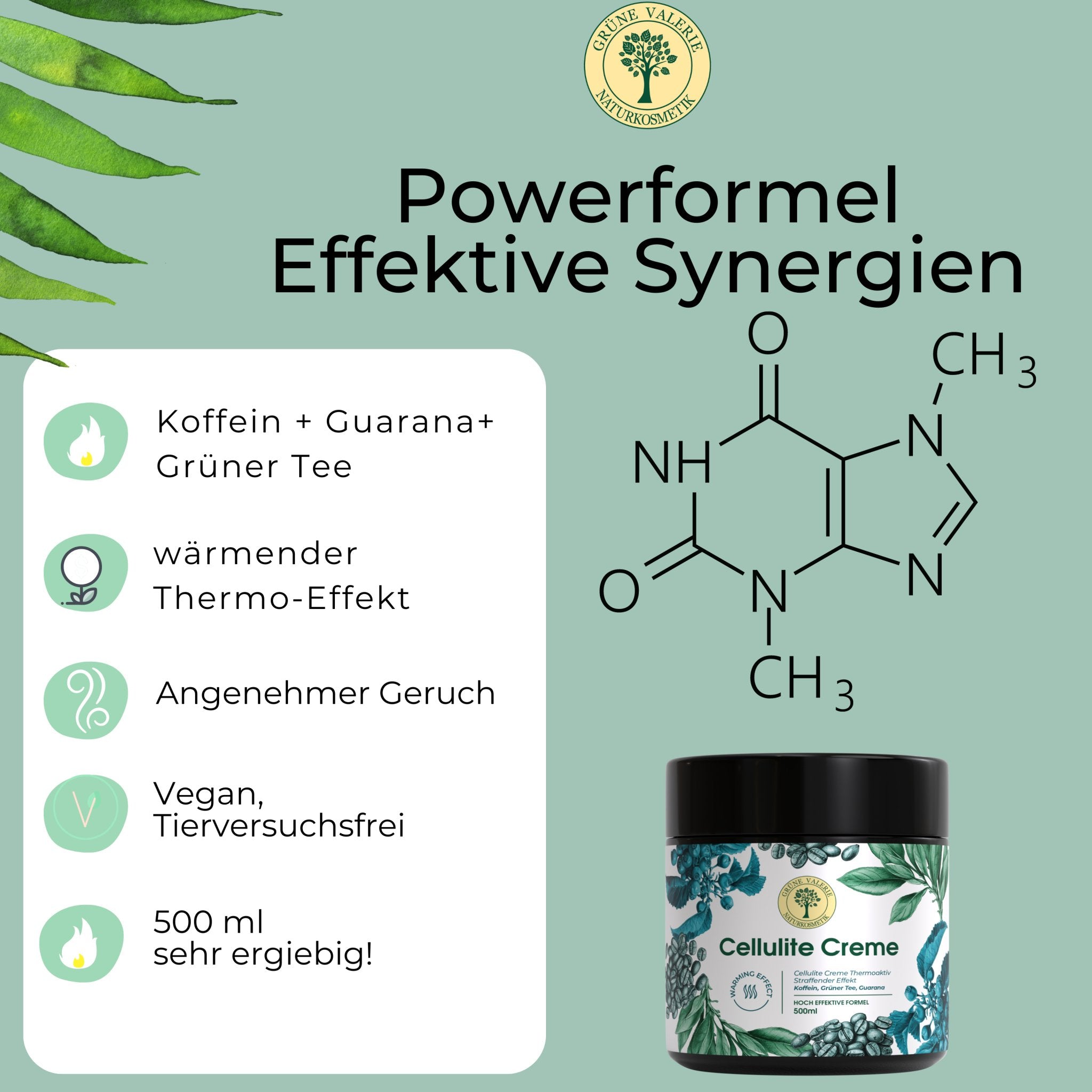 GRÜNE VALERIE® Cellulite Creme - Thermoaktive Creme - XXL 500ml
