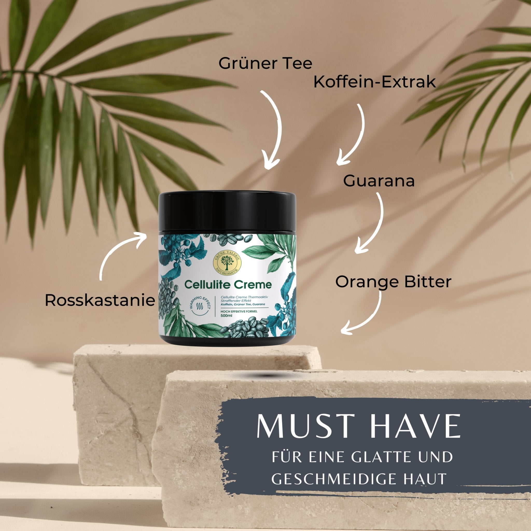 GRÜNE VALERIE® Cellulite Creme - Thermoaktive Creme - XXL 500ml